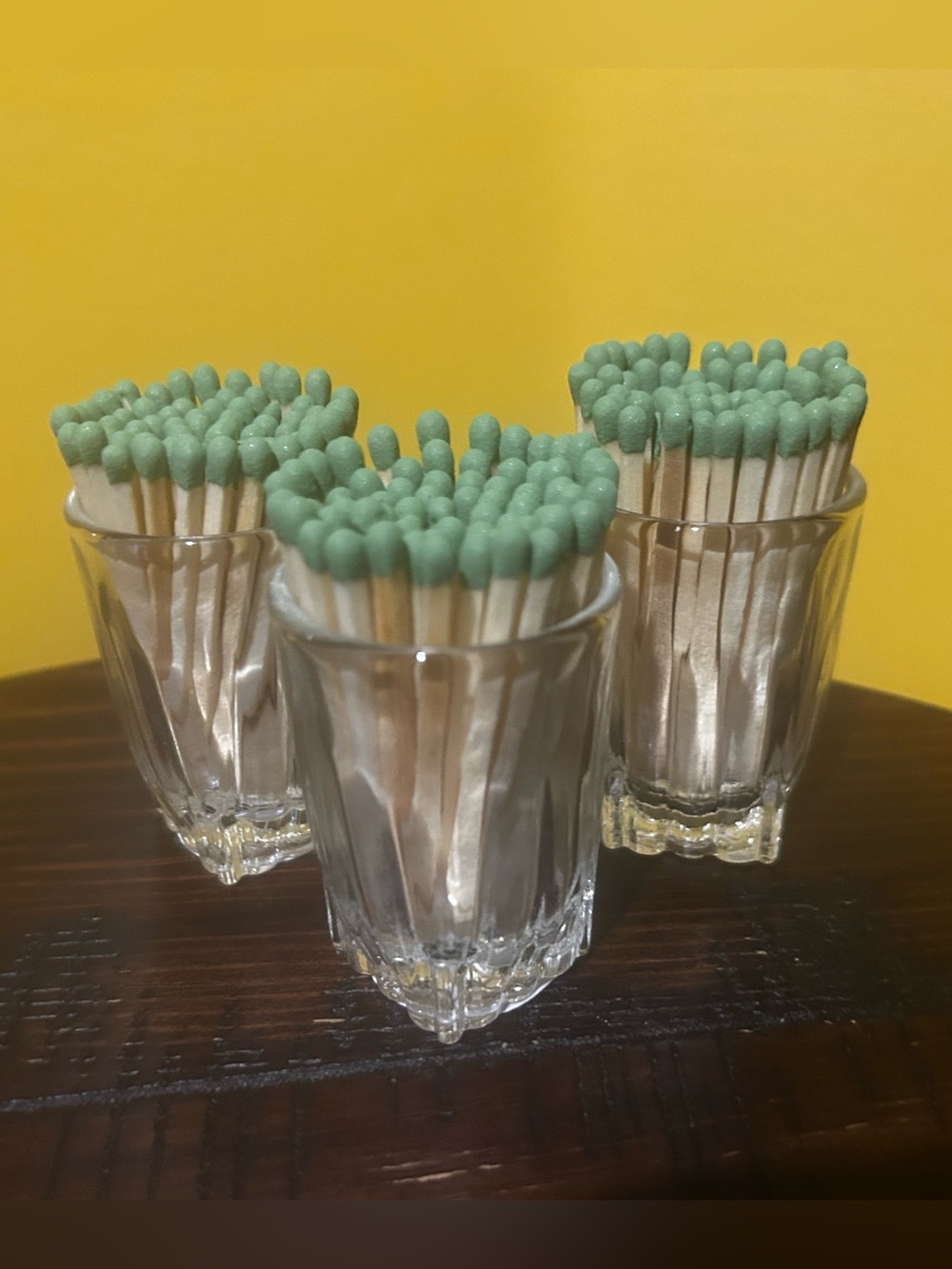 Bundle of decorative matchsticks in vintage glass w Strikers FREE CANDLE w item